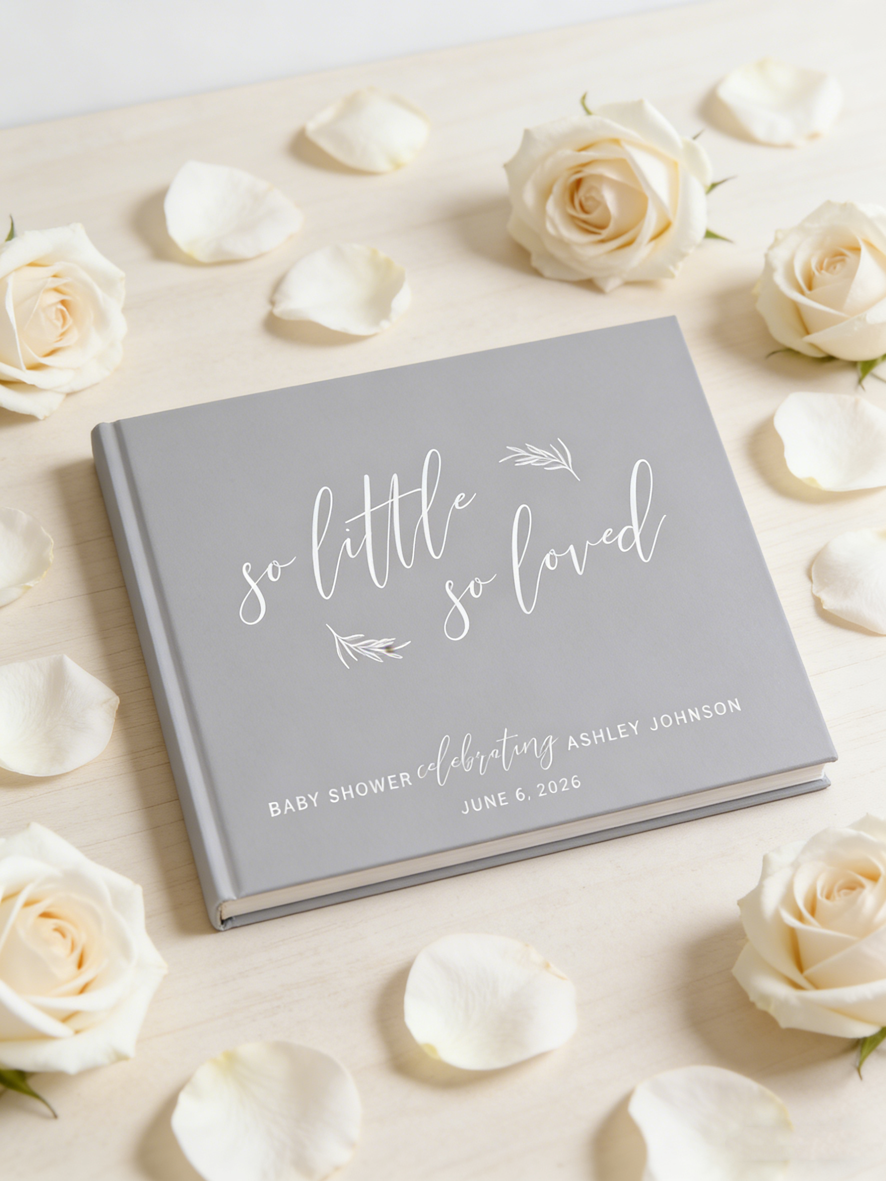 Baby Clothing Keepsake - Grey Baby Shower Guest Book “So