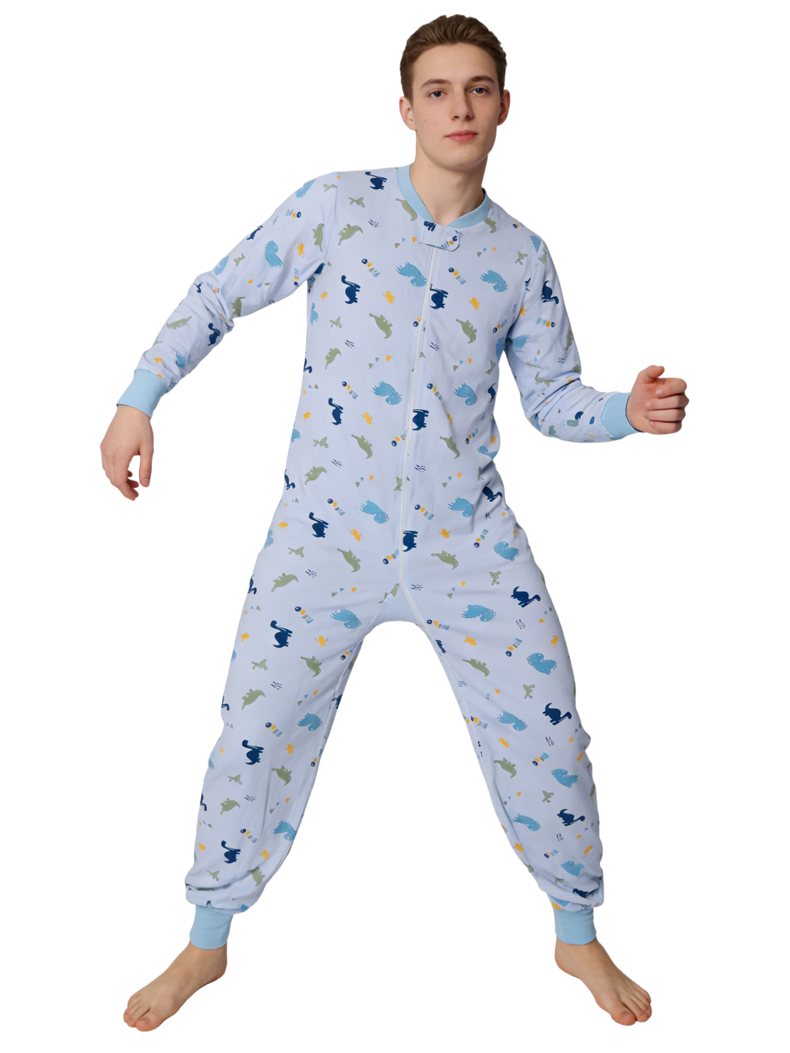 Romper Onesie Baby - Adult blue dinosaur onesie with zipper