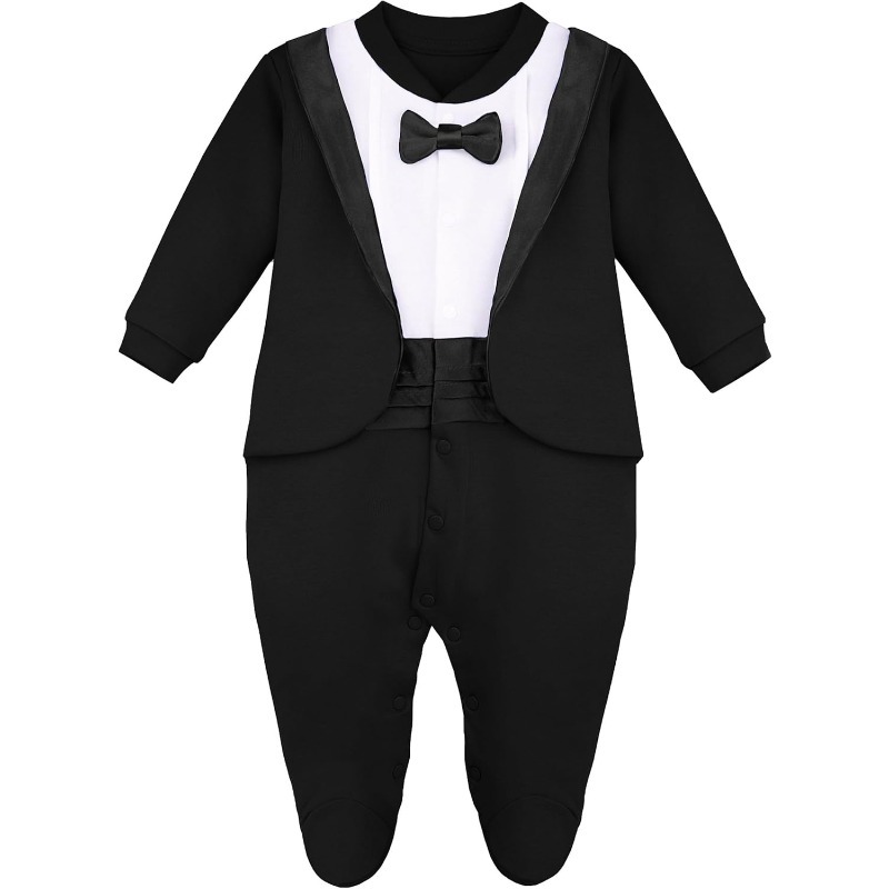 Newborn Boy Gentleman Tuxedo F - Romper Onesie Baby 评论和价格