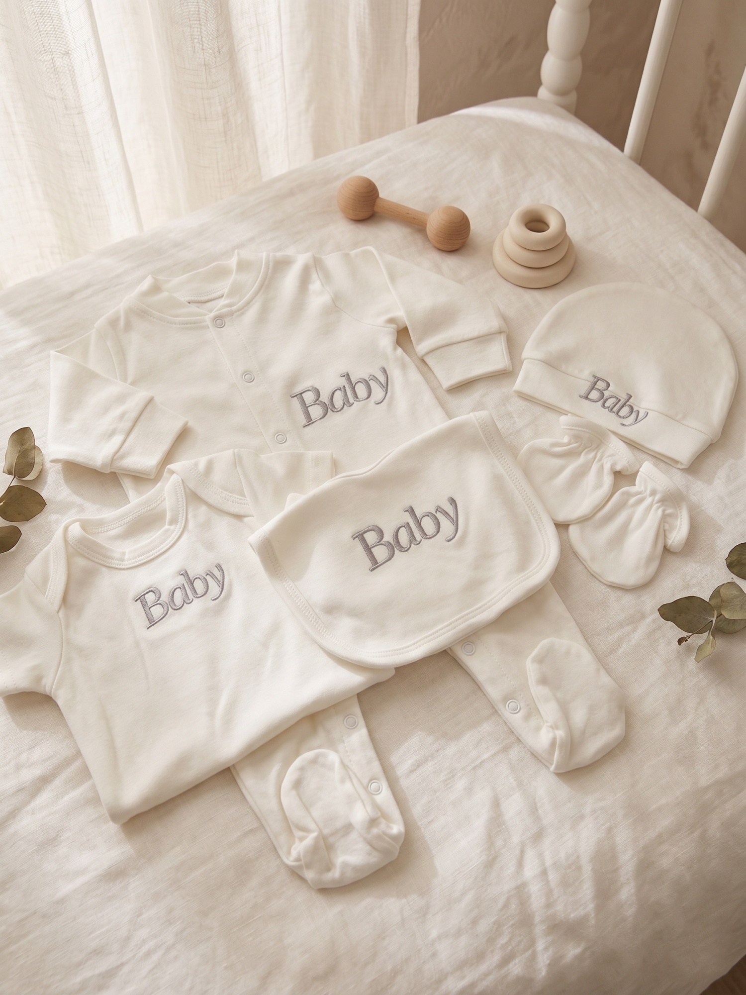 Minimalist Solid Color Embroid - Baby Clothing Keepsake 评论和价格