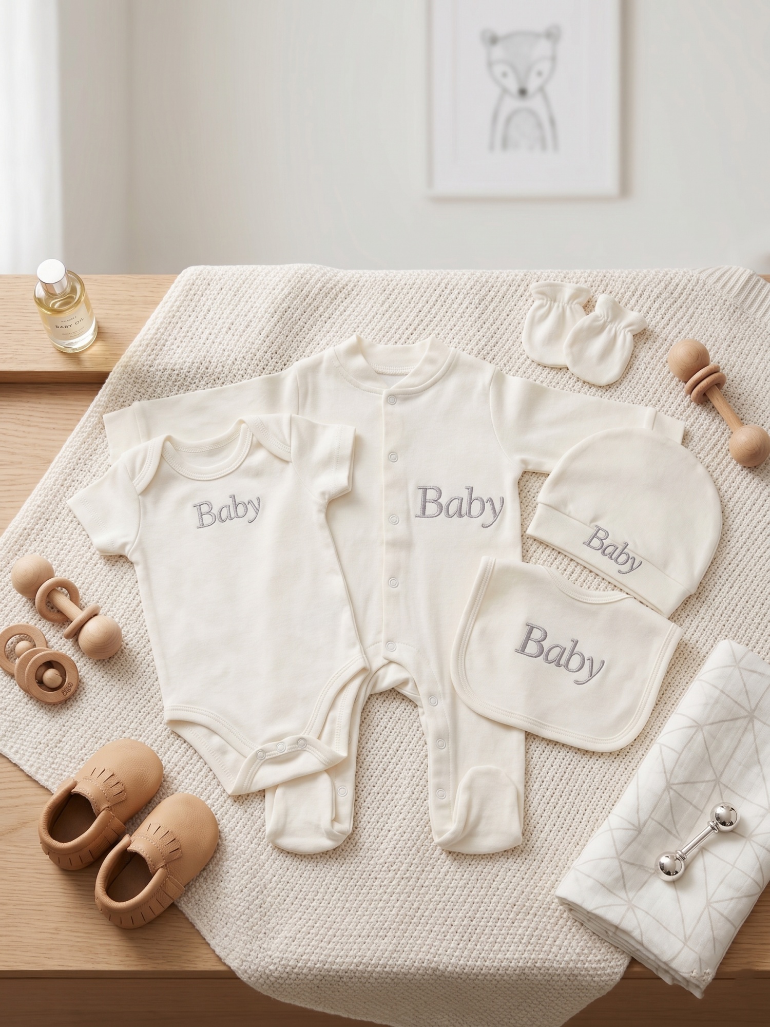 Minimalist Solid Color Embroid - Baby Clothing Keepsake 评论和价格