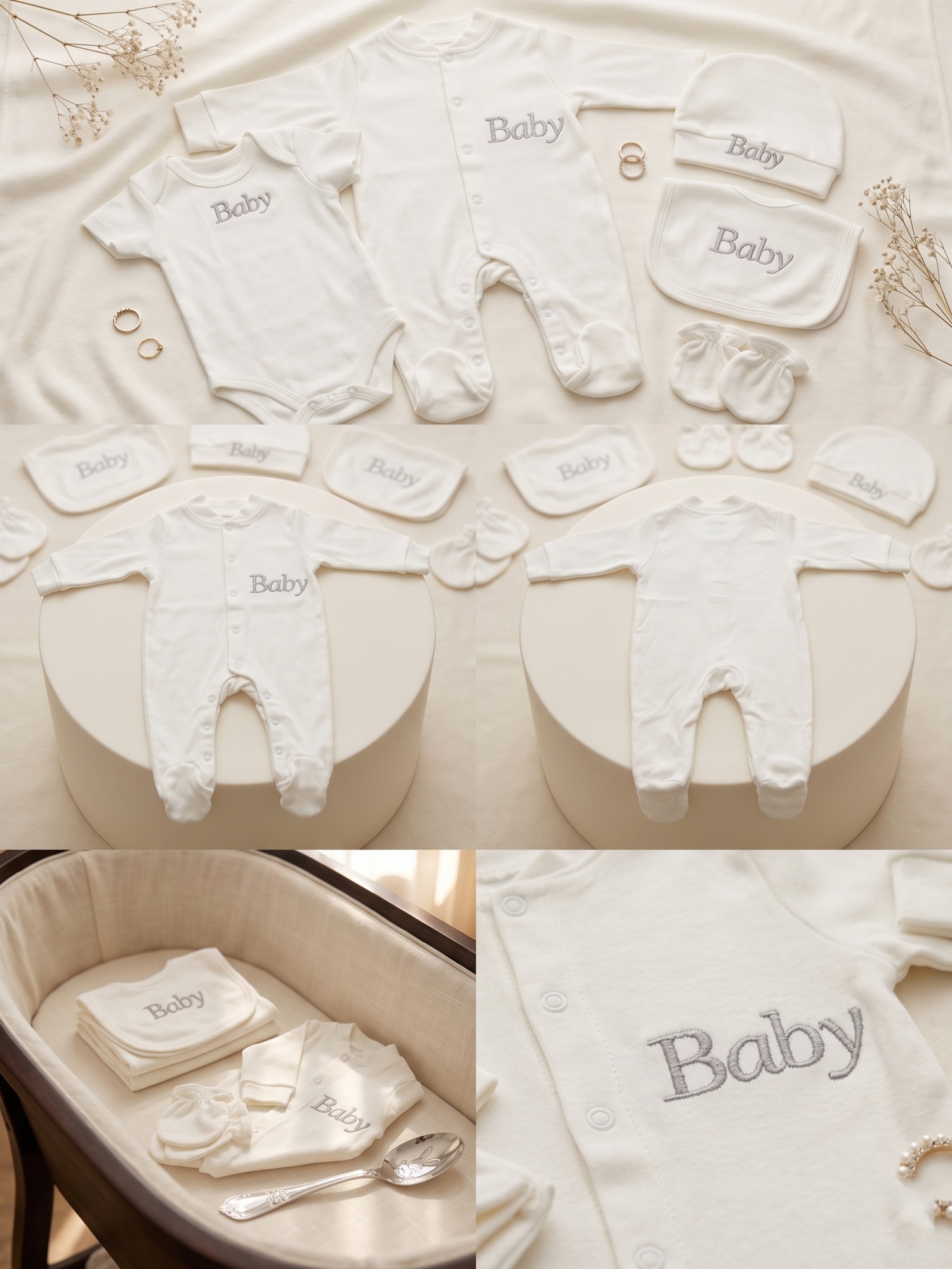 Minimalist Solid Color Embroid - Baby Clothing Keepsake 评论和价格