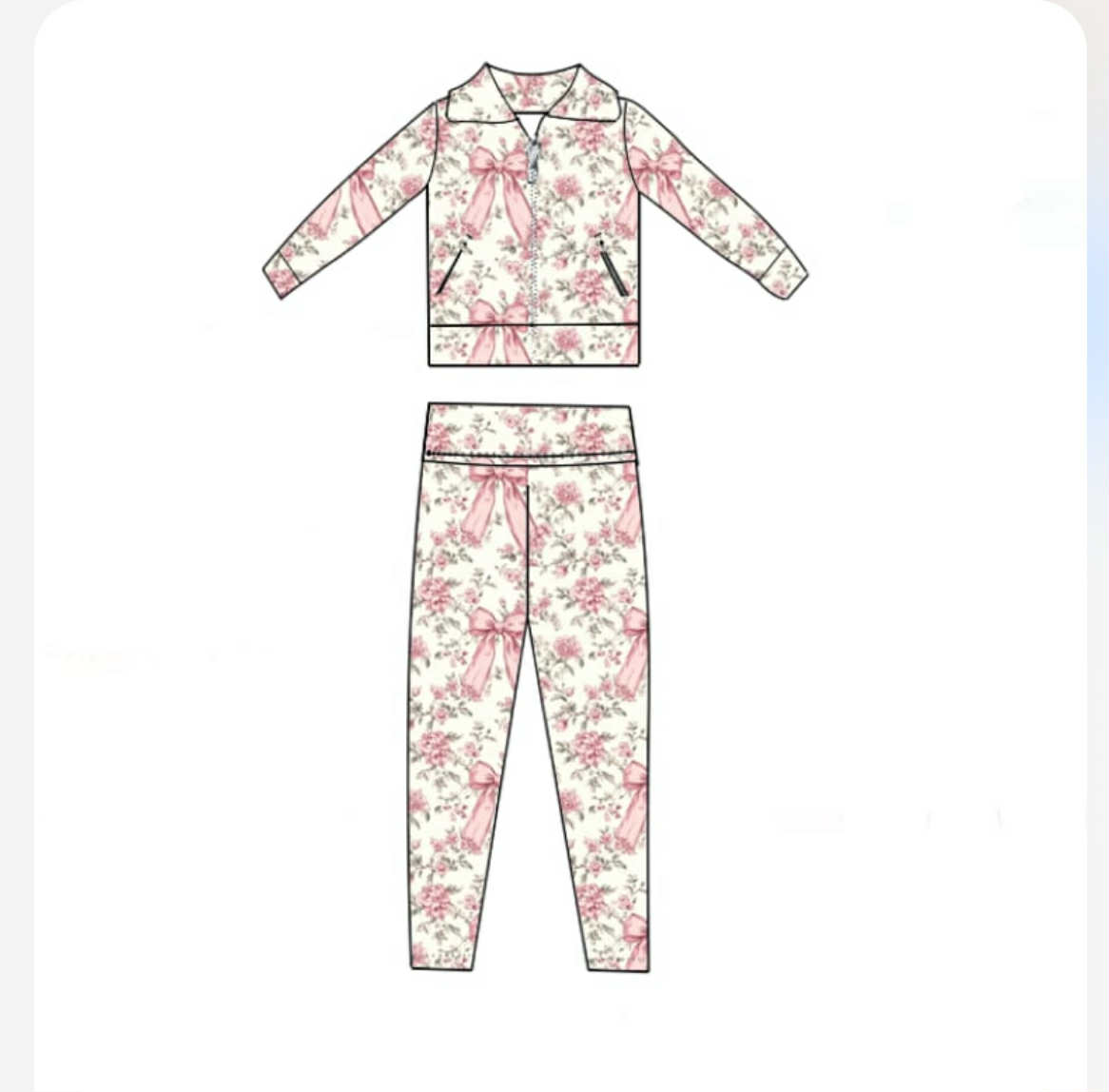 Kids Clothes Pink Bows Floral  - Toddler Legging Set 评论和价格