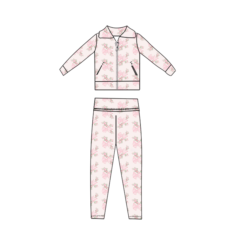 Kids Clothes Pink Bows Floral  - Toddler Legging Set 评论和价格