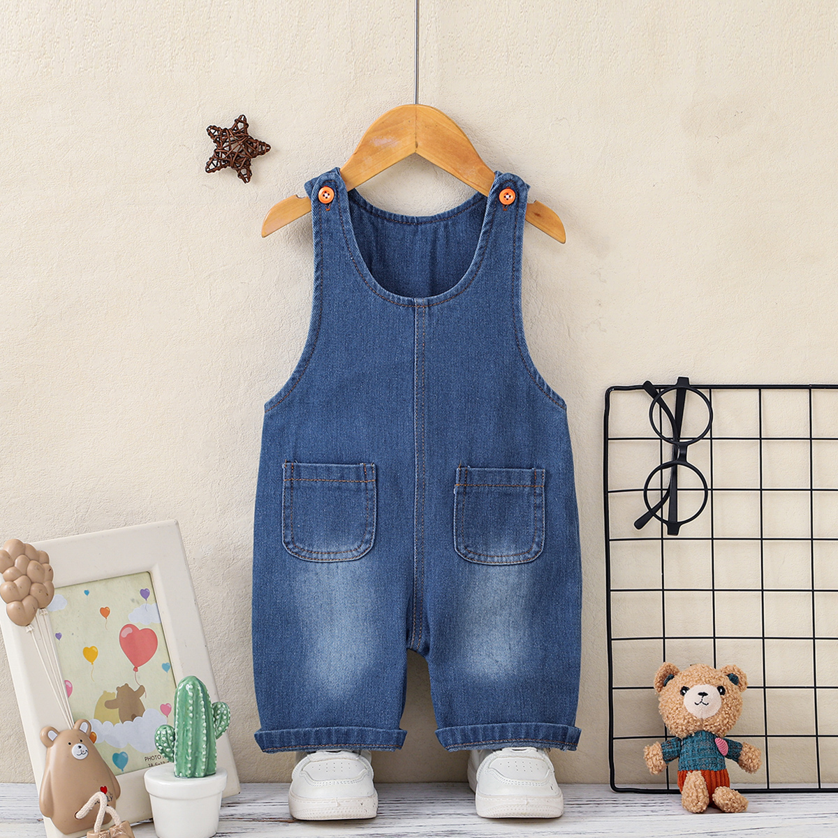 1pc Summer Baby Denim Short Ov - Baby Overall Denim 评论和价格