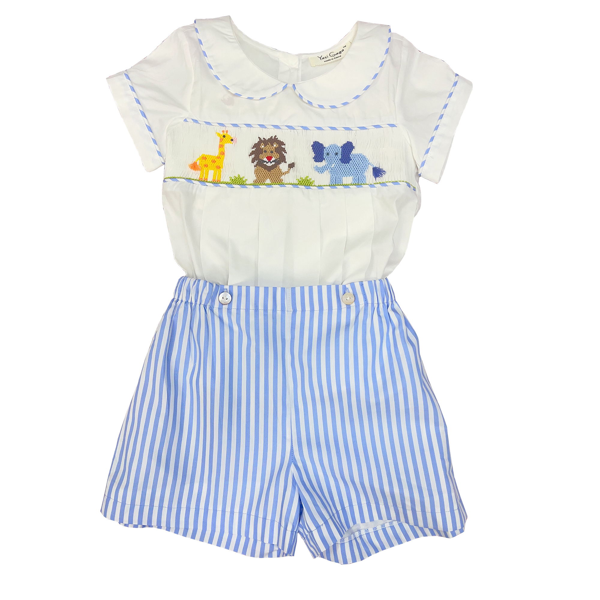 Summer Boys Zoo Smocking Set P - Baby Zoo Clothing 评论和价格