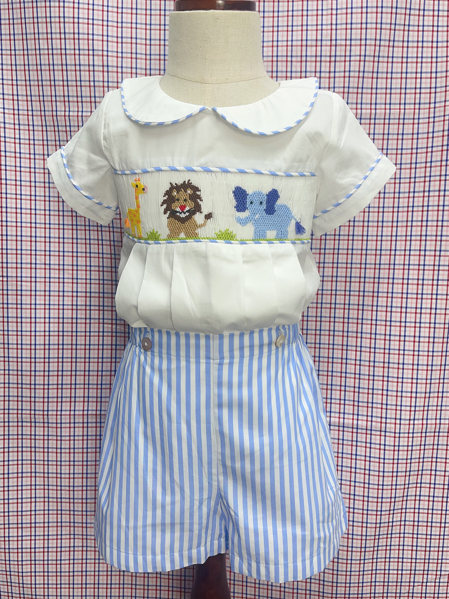 Summer Boys Zoo Smocking Set P - Baby Zoo Clothing 评论和价格