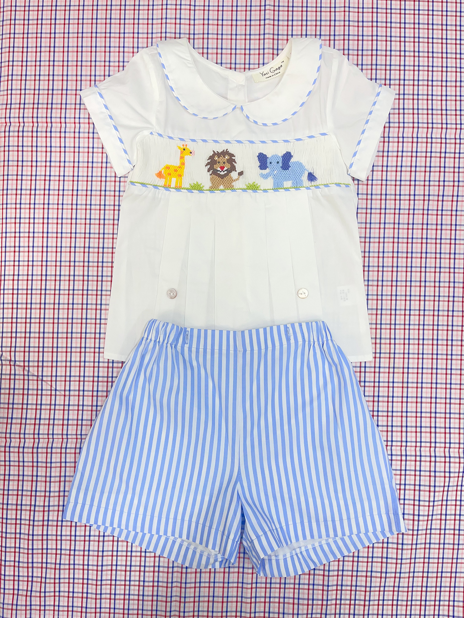 Summer Boys Zoo Smocking Set P - Baby Zoo Clothing 评论和价格