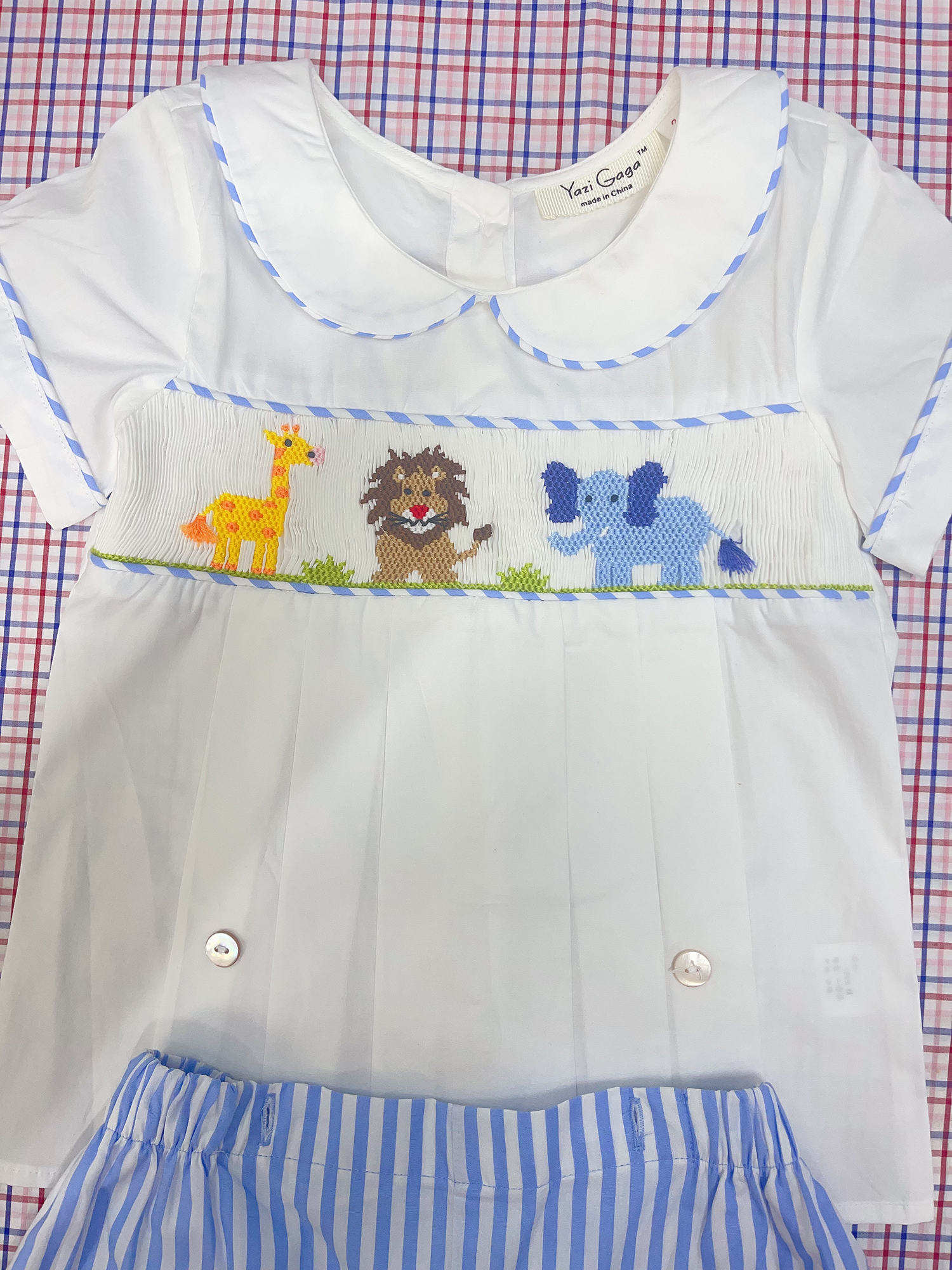Summer Boys Zoo Smocking Set P - Baby Zoo Clothing 评论和价格