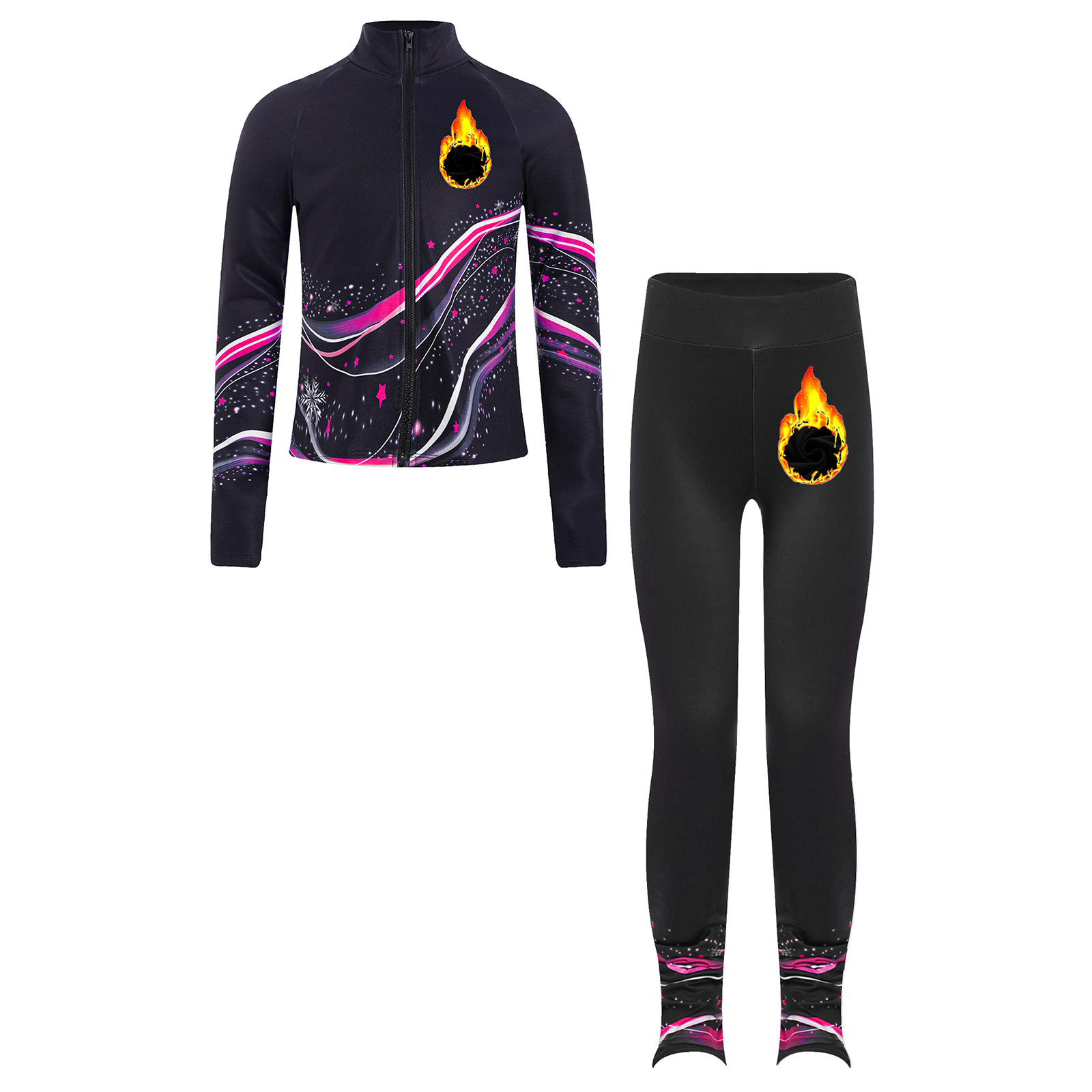 Kids Girls Fleece Figure Skati - Toddler Legging Set 评论和价格