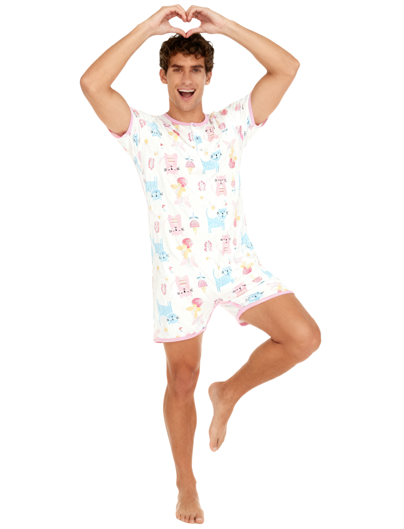 Pink Cat Bodysuit with Short L - Romper Onesie Baby 评论和价格